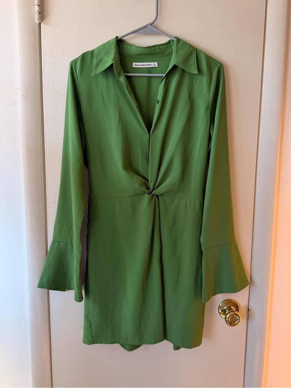 Abercrombie & Fitch Green Twist Front Shirt Mini Dress S